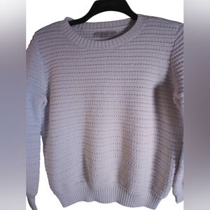 LOFT Textured  Off White Women's Sweater Crew Neck Size 14 Minimalist Fall